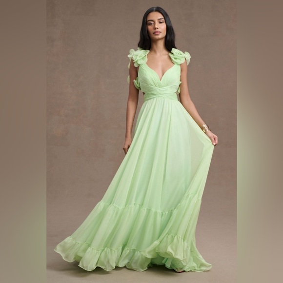 MAC DUGGAL INDY /LEENA ruffle tiered cut-out back chiffon gown / dress - Picture 16 of 16